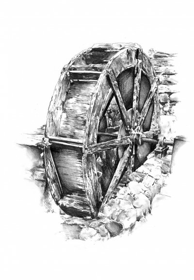 Rustic Water Wheel by Kulik