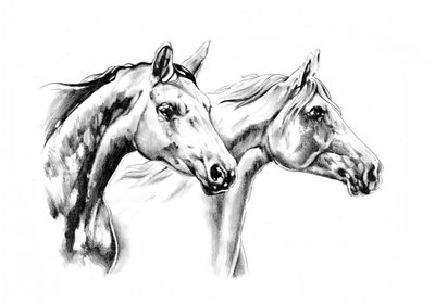 Two Elegant Horses by Kulik
