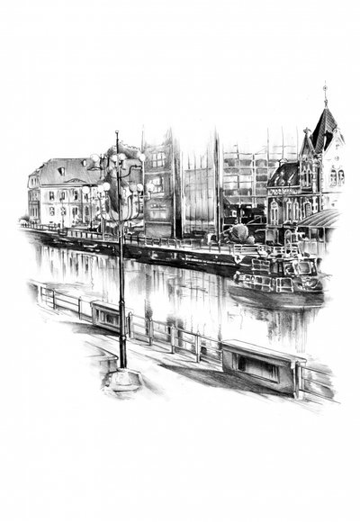 Urban Canal Drawing by Kulik