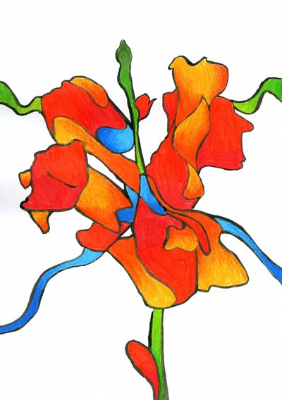 Vibrant Abstract Flower by Kulik