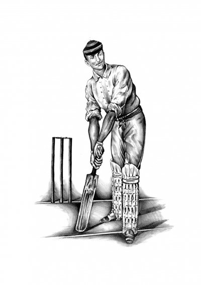 Vintage Cricket Player by Kulik