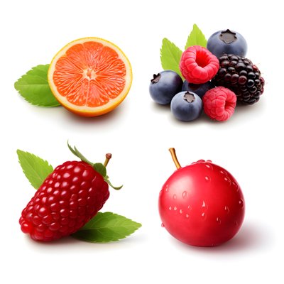 4 Fruits and Berries Isolated on White Background Set 3 by Kurt Heppke