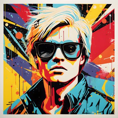 Pop Art Portrait, Half-Body, Colorful, Graphic, Morning, in the Style of Andy Warhol, Roy Lichtenstein, Robert Rauschenberg, Jasper Johns, Keith Haring 1 by Kurt Heppke