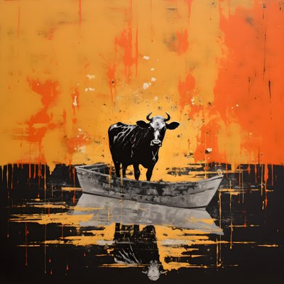A Cow in a Boat on a Lake 3 by Kurt Heppke