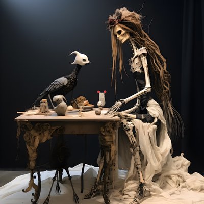 A Large Doll on a Table with a Skeleton on It 3 by Kurt Heppke