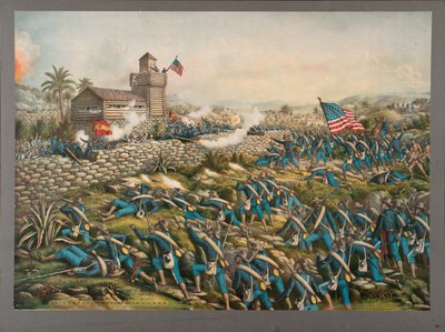Charge of the 24th and 25th Colored Infantry and Rescue of the Rough Riders on San Juan Hill, 2nd July 1898 by Kurz and Allison