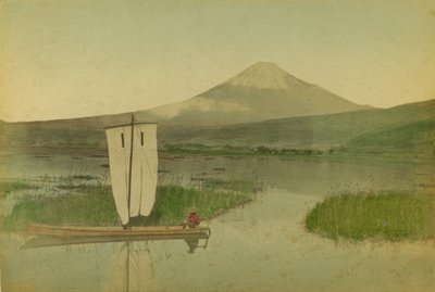 Mount Fuji with a Sailing Boat on Lake Hokome by Kusakabe Kimbei