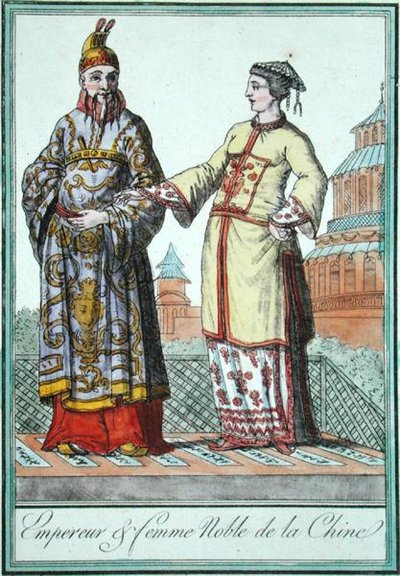 A Chinese Emperor and Noble Woman, from one of the costume studies by Jules Grasset de Saint-Sauveur (1757-1810) 1796 by L.F. Labrousse