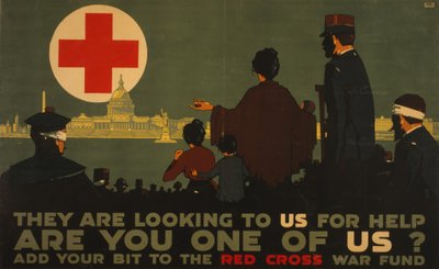 They are Looking to Us for Help, World War One Poster for the Red Cross by L.N. Britton