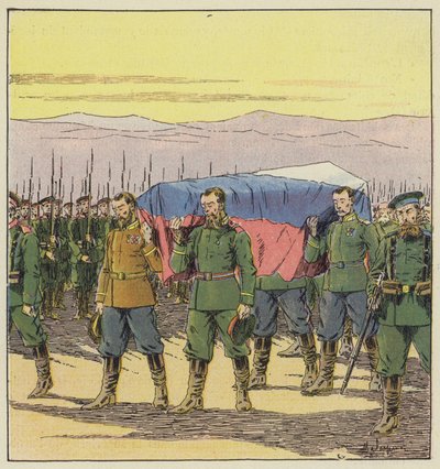 Funeral of the Russian wounded after the battle of Vafangou by L. Malespine