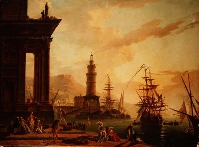 Capriccio of a Mediterranean Harbour with a Dutch Frigate and Other Shipping by La Croix de Marseilles