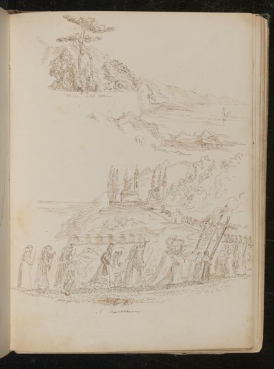 Study of a Monastic Procession in a Coastal Landscape by Lady Butler