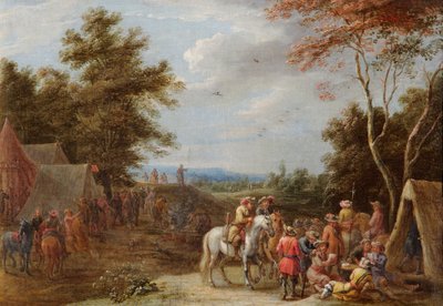 An Encampment with Soldiers Playing Cards, c.1660 by Lambert de Hondt