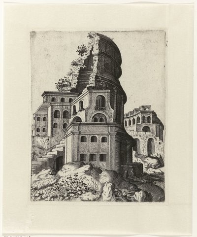 Ruin with a Staircase on the Left (series title: Depictions of Various Ruins Useful to Painters and Other Artists) by Lambertus Suavius