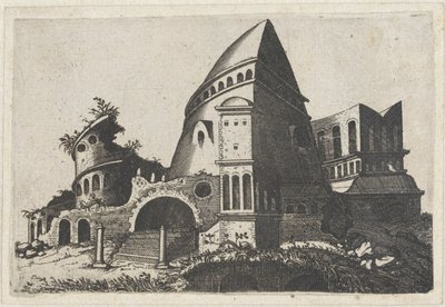 Ruins with Pyramid-shaped Tower by Lambertus Suavius