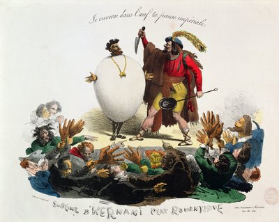 Hernani Sublime, a Romantic Dish, caricature of Hernani by Victor Hugo by Langlume