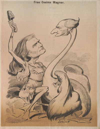 Richard Wagner as Swan and Cosima Wagner as Leda Cover of Die Bombe by Laszlo Frecskay