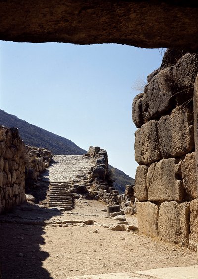 View of the alley from the Gate of the Lions, Mycenae by Late Helladic Period Mycenaean