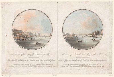 View of the Adelphi and Somerset House from the Thames and View of Lambeth Church from the Thames by Laurent Guyot