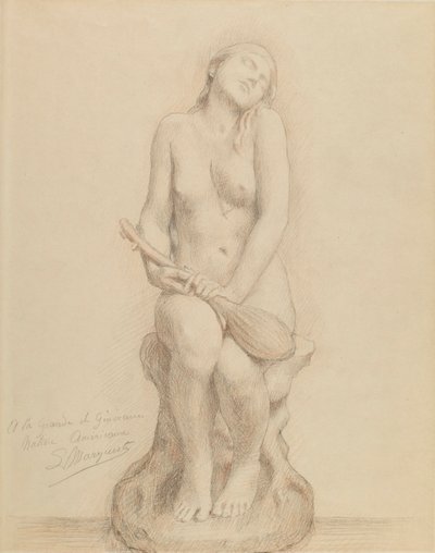 Nude Figure with Mandolin by Laurent Honore Marqueste
