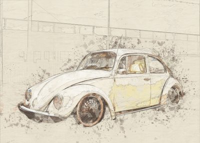Classic Beetle Sketch by Lembayung senja studio [Vintage Poster]