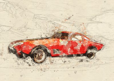 Red Car Sketch by Lembayung senja studio [Vintage Poster]