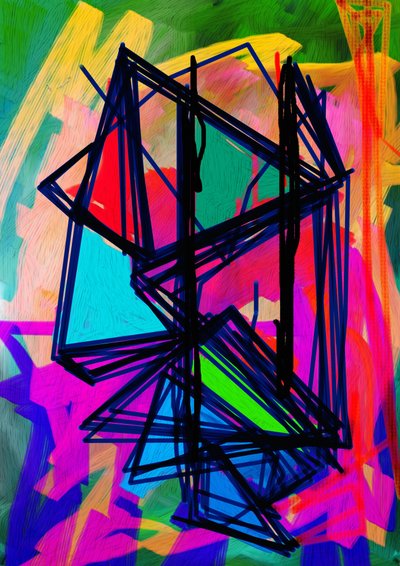 Colorful Abstract Shapes by Lembayung senja studio [Vintage Poster]
