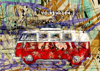 Colorful Retro Van Art by Lembayung senja studio [Vintage Poster]