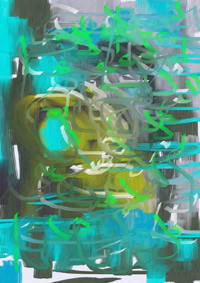 Dynamic Teal Green Flow by Lembayung senja studio [Vintage Poster]
