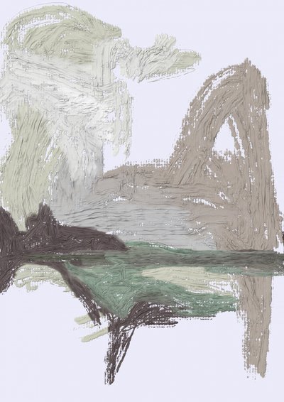 Muted Mountain Reflection by Lembayung senja studio [Vintage Poster]