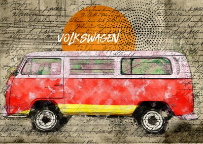 Retro Camper Van by Lembayung senja studio [Vintage Poster]