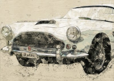 Retro Classic Car Sketch by Lembayung senja studio [Vintage Poster]