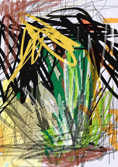 Vibrant Abstract Strokes by Lembayung senja studio [Vintage Poster]