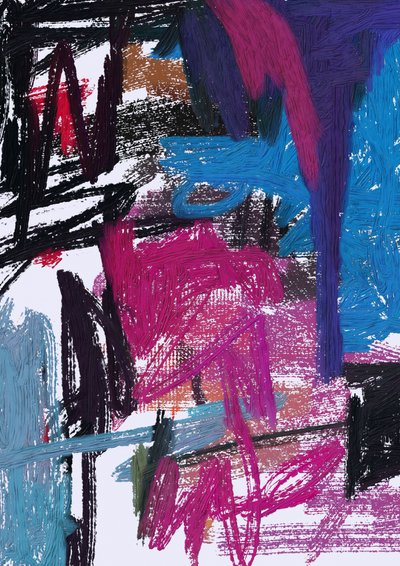 Vibrant Abstract Strokes by Lembayung senja studio [Vintage Poster]
