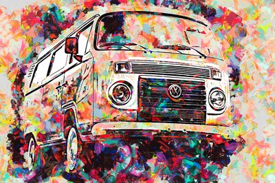 Vibrant Abstract Van by Lembayung senja studio [Vintage Poster]