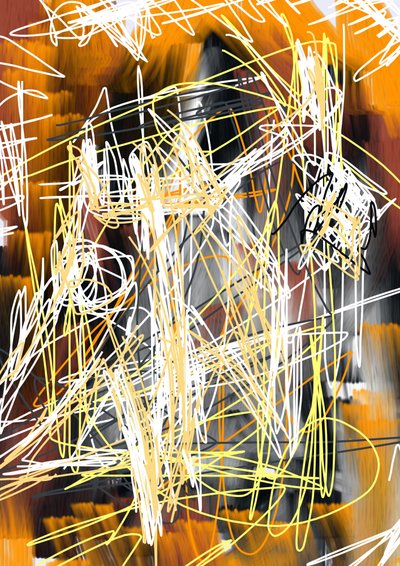 Vibrant Scribbled Movement by Lembayung senja studio [Vintage Poster]