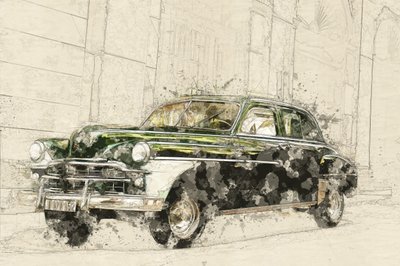 Vintage Car Sketch Art by Lembayung senja studio [Vintage Poster]
