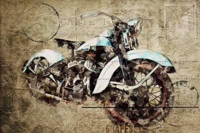 Vintage Motorcycle Grunge by Lembayung senja studio [Vintage Poster]
