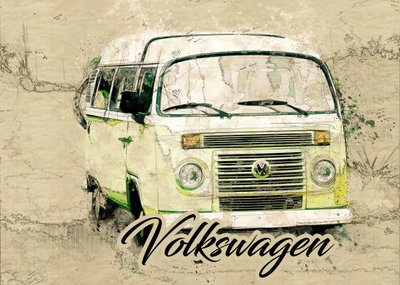 Vintage Travel Van by Lembayung senja studio [Vintage Poster]