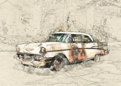Weathered Car by Lembayung senja studio [Vintage Poster]