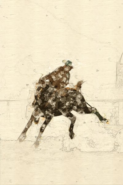 Western Bronco Rider by Lembayung senja studio [Vintage Poster]
