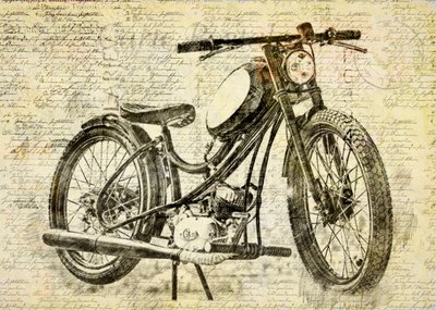 Old Motorcycle by Lembayung senja studio [Vintage Poster]
