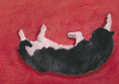 Happy Dog On Red by Lena Ru