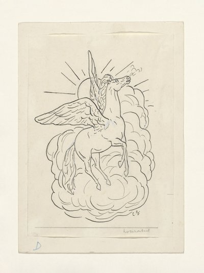 Pegasus Flying In Front of Clouds by Leo Gestel
