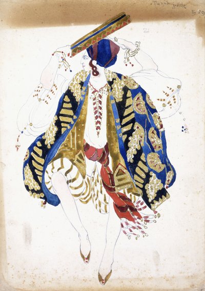 Costume Design for a Male Dancer in Danse Juive, Playing a Tambourine by Leon Bakst