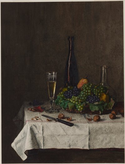 Still Life with Basket of Grapes by Léon Bonvin