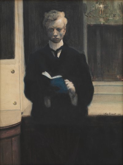 Self Portrait with Blue Sketchbook by Leon Spilliaert