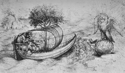 Allegory: A Crowned Eagle Standing on a Globe and a Wolf Steering a Boat, c1480 1945 by Leonardo da Vinci