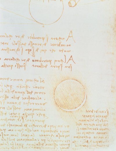 Detail (Codex Leicester, fol. 2r, showing the outer luminosity of the moon) by Leonardo da Vinci