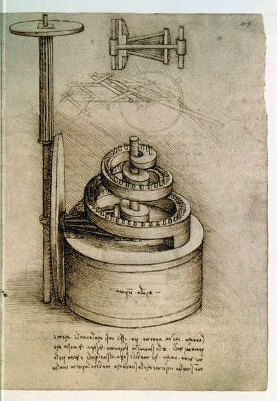 Codex Madrid I f.45r, Tempered Spring by Leonardo da Vinci